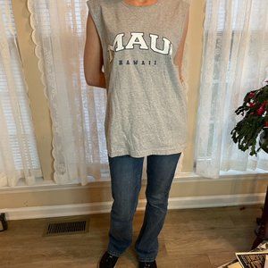 Maui Gray Sleeveless Mens T-Shirt Sz L,
